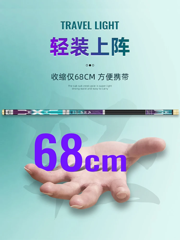 3.6~10M Imported carbon fiber fishing rod Streamer mini ultra-light ultra-hard portable 28-tone high-carbon telescopic