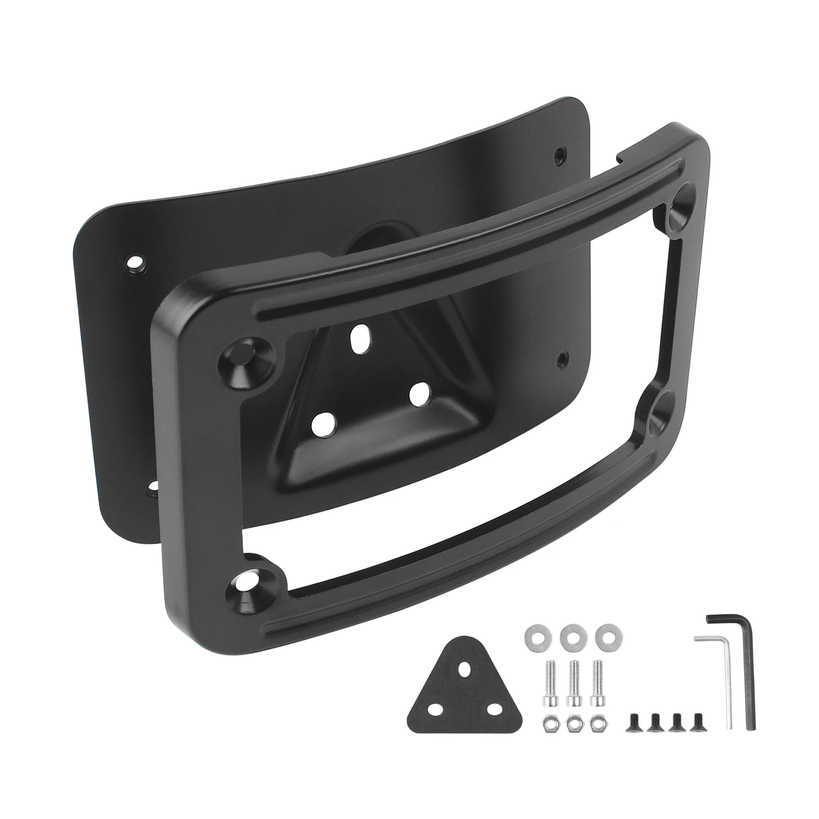 Black Metal Curved Laydown License Plate Holder Bracket 3 Hole For Harley Sportster Dyna Softail Motorcycle Mount Frame
