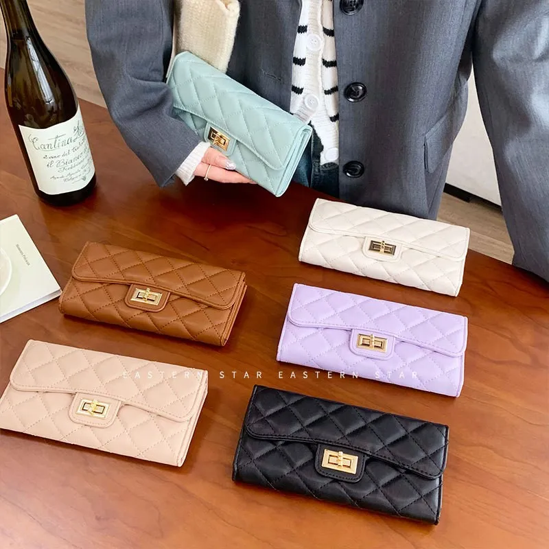 디자이너 다이아몬드 모양 대용량 클러치 지갑 여성용 고급 멀티 슬롯 카드 케이스 우아한 지갑