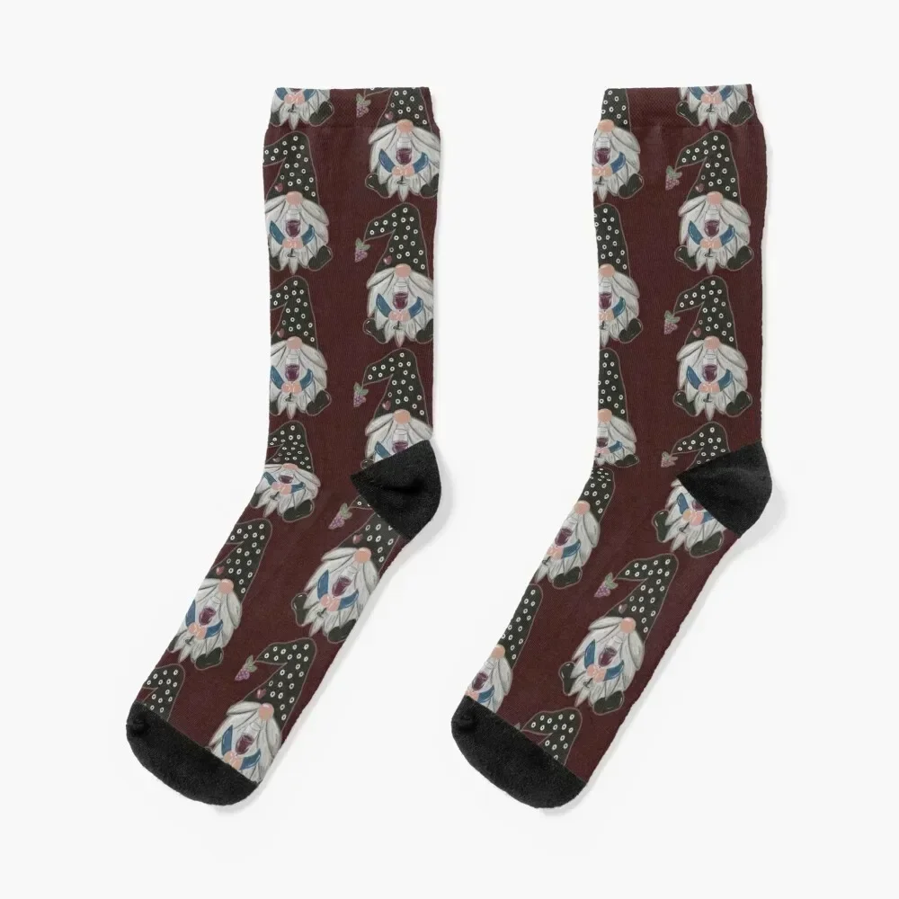 

Wine Gnome Socks with print loose christmas gift anti-slip Socks Men's Women's
