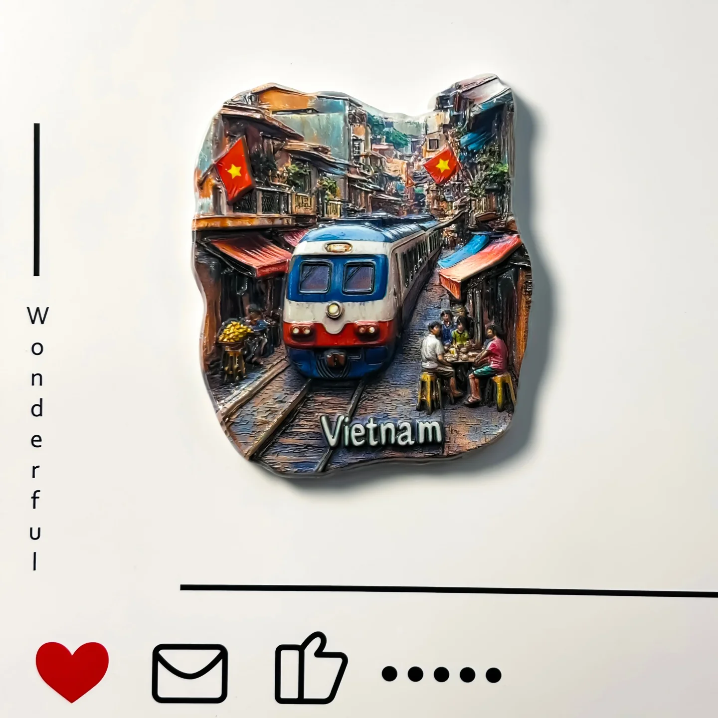 Vietnam, Vicolo ferroviario, Paisaje, Trenes, Recuerdos turísticos, Check in Points de celebridades de Internet, Pegatinas para frigorífico