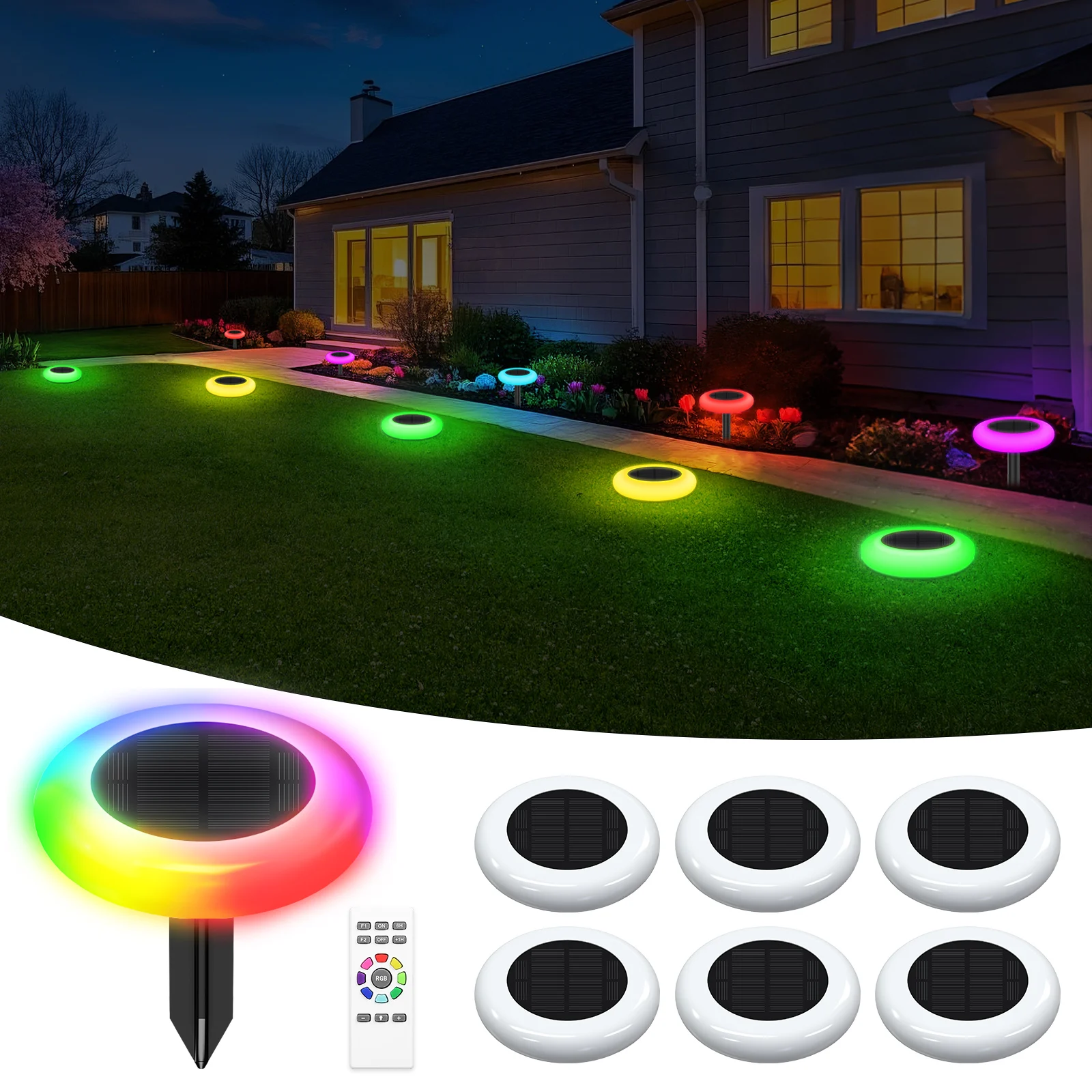 

2/6Pack Solar Ground Light,9Colors Waterproof Outdoor Landscape Light, LED Lawn Lamp, for Garden Pathway Yard Deck Camping Decor
