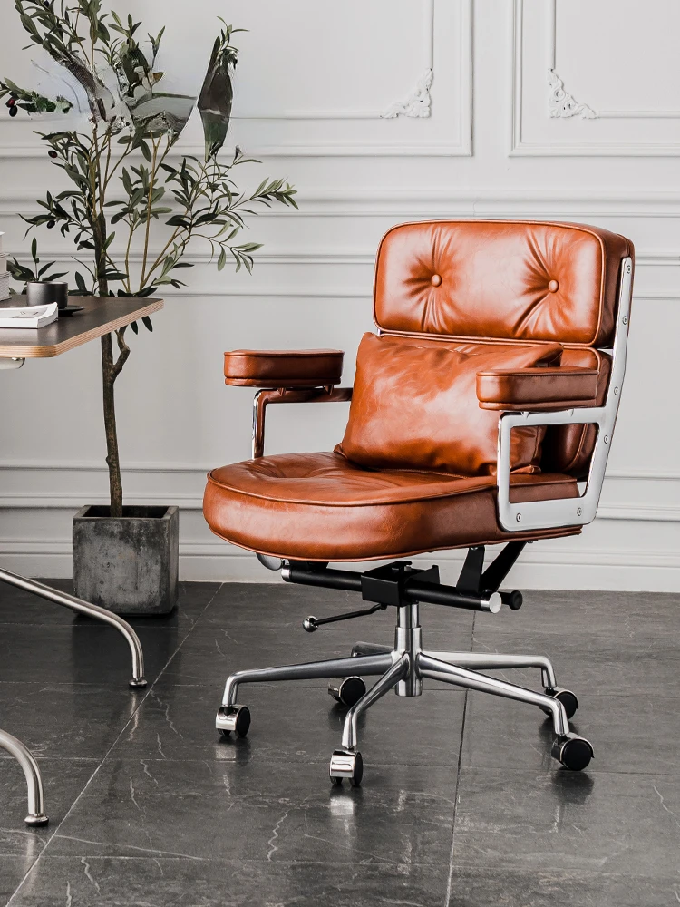 Leather Backrest Office Computer Chair Nordic Light Luxury Boss Meeting Seat Nordic