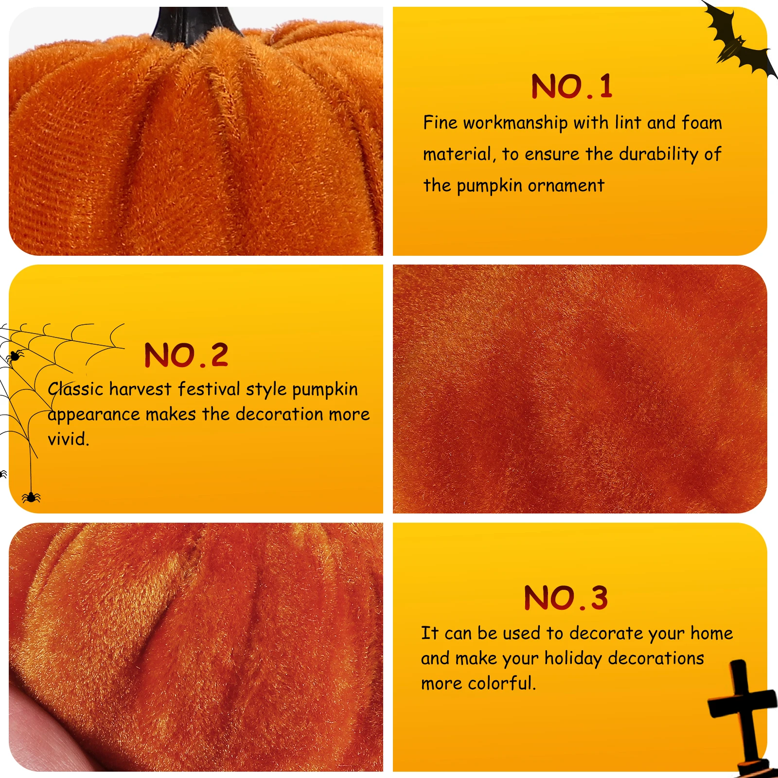 

9pcs Pumpkin Decoration Small Models Artificial Pumpkins Simulation Decorative Flannel Thanksgiving Harvest Festival Home