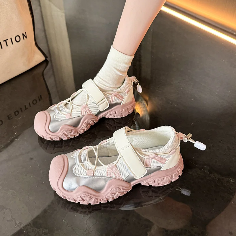 2024 Autumn New Platform Thick-Soled Ballerina Shoes for Women Low-top Sport Shoes Sandals Trendy Mary Jane Women Shoes Zapatos