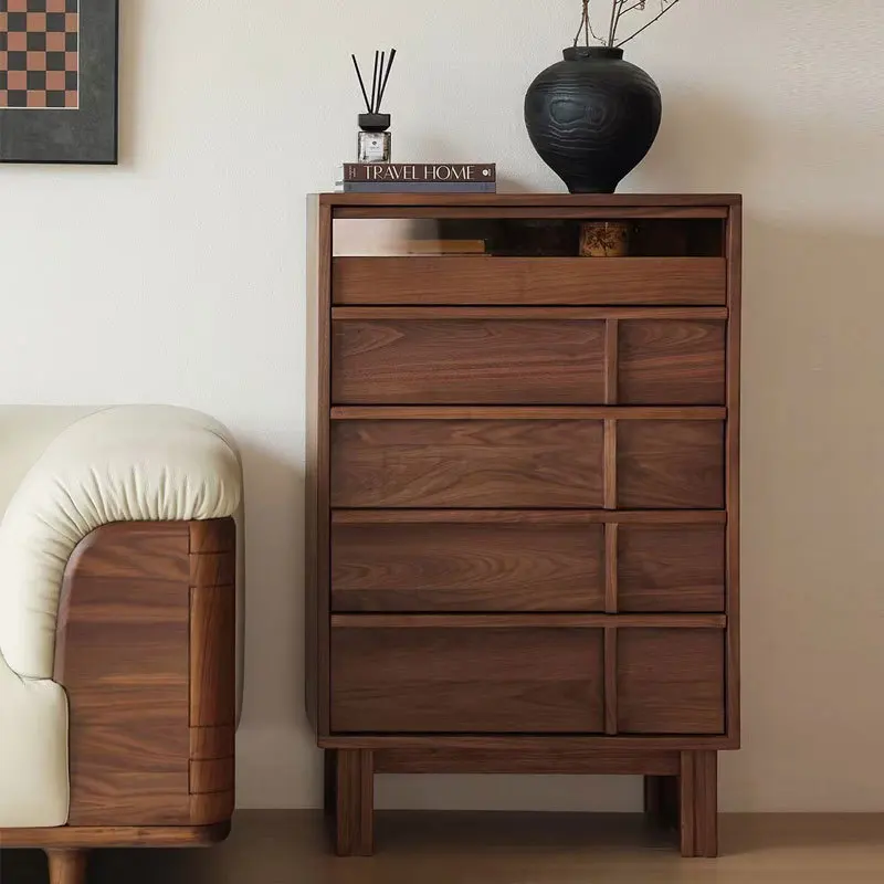 

Customizable North American black walnut solid wood antique chest of drawers