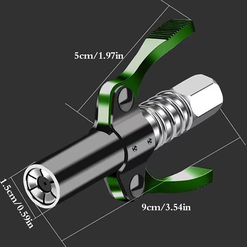 10000 PSI Grease Tool Coupler Heavy-Duty Quick Lock and Release Double Handle Stainless Steel NPTI/8 Leak-Free Grease Tool Tip