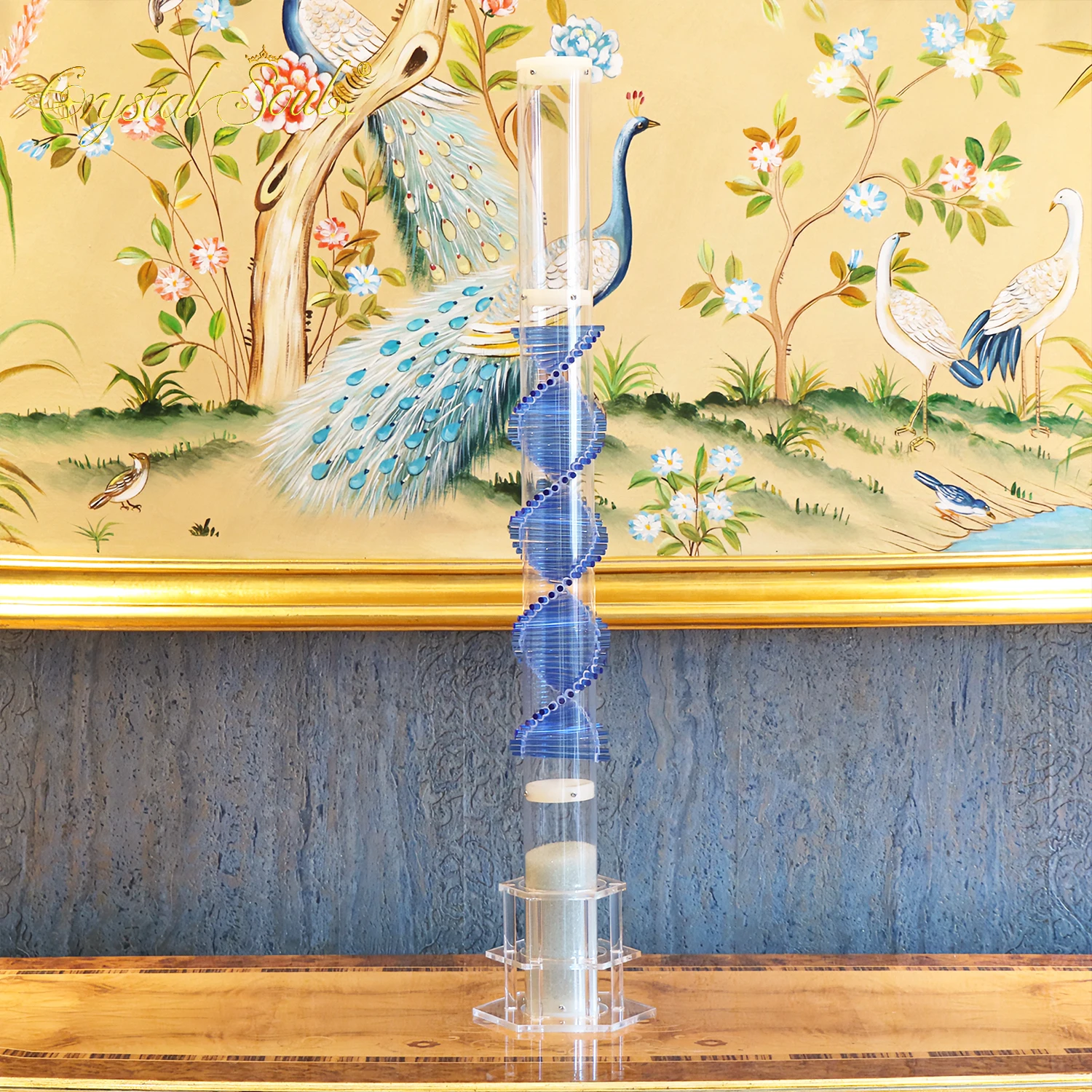 Crystal Soul Customizable 1Min 10 Min 15 Min Sound Healing Blue DNA Rain Stick Imitates Rain Instruments