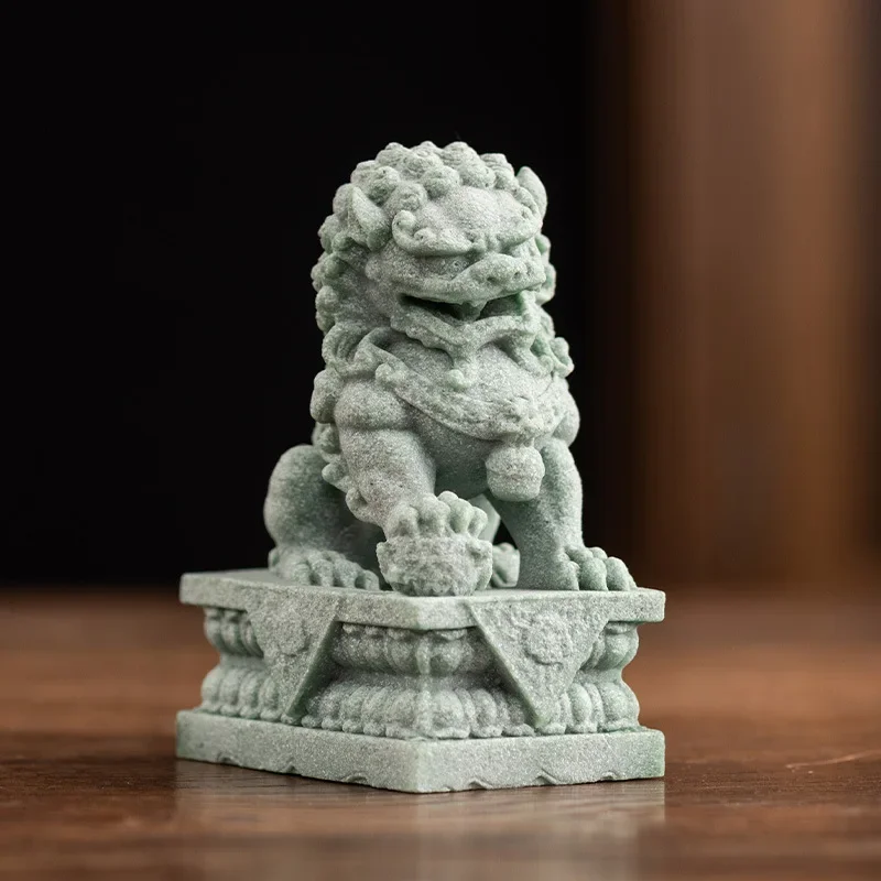 Té chino de danza del león para mascotas, piedra de arena azul, juego de té de León, puede levantar la mesa, decoración de escritorio, adorno de mascota de paisaje