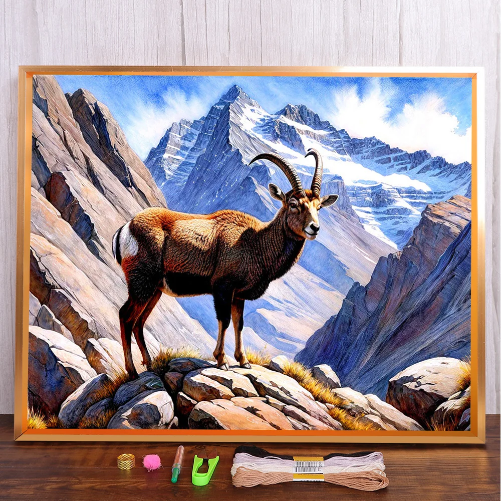 

Animal Goat Printed 11CT Cross-Stitch Embroidery Complete Kit Handicraft Sewing Needlework Craft Room Decor Needle Stamped