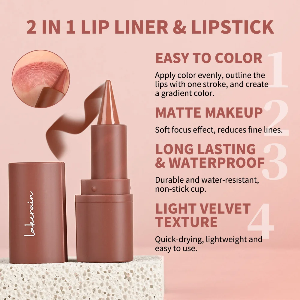 مجموعة تحديد الشفاه وملمع الشفاه ثلاثية الأبعاد تركيبة ترطيب مرطبة تحديد الشفاه للمناسبات المتعددة الاستخدام مكياج طبيعي