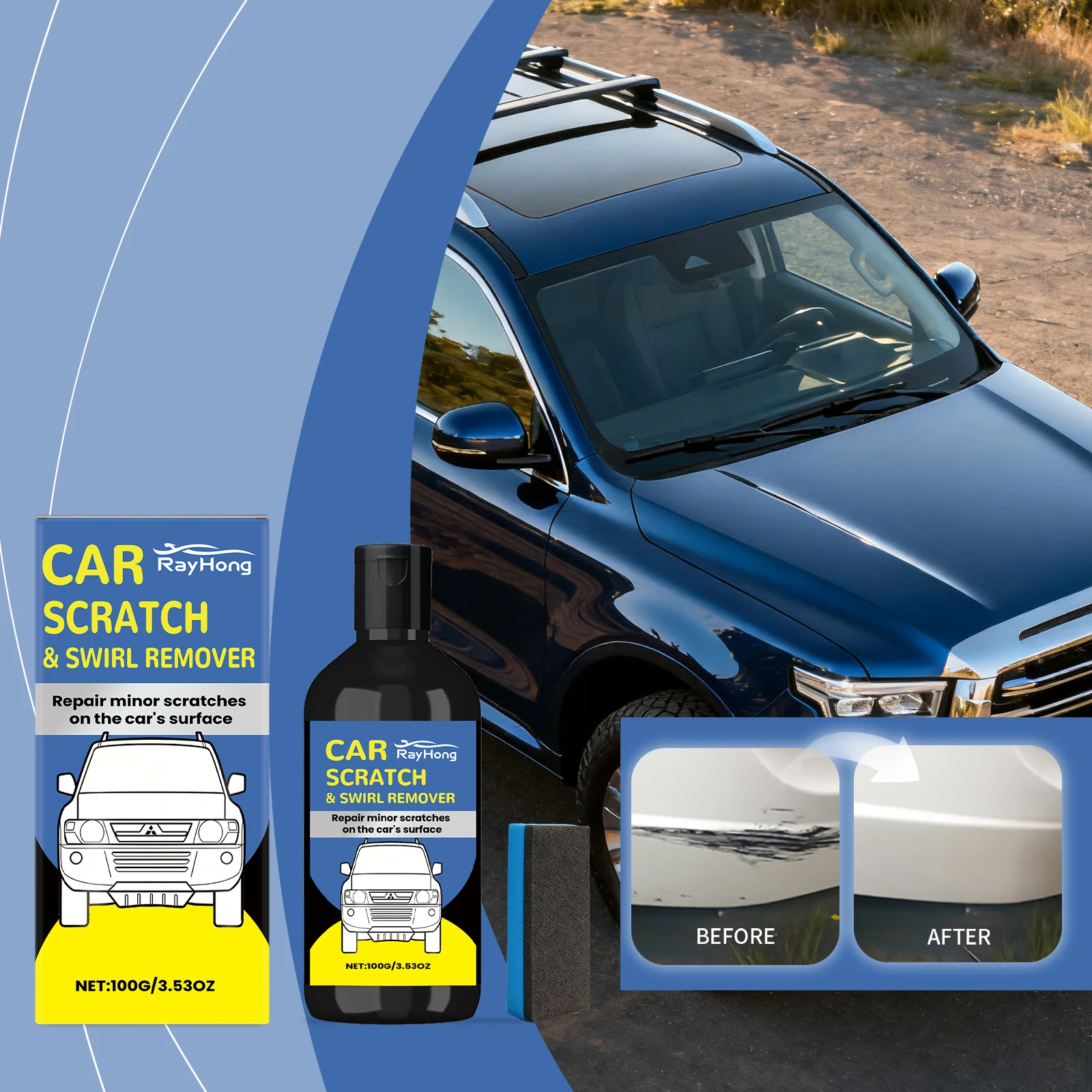 

Car Scratch Care Kit, Coating Maintenance Scratch Removal, Car Paint Polishing & Protection, Anti-Stain for Renewed Shine