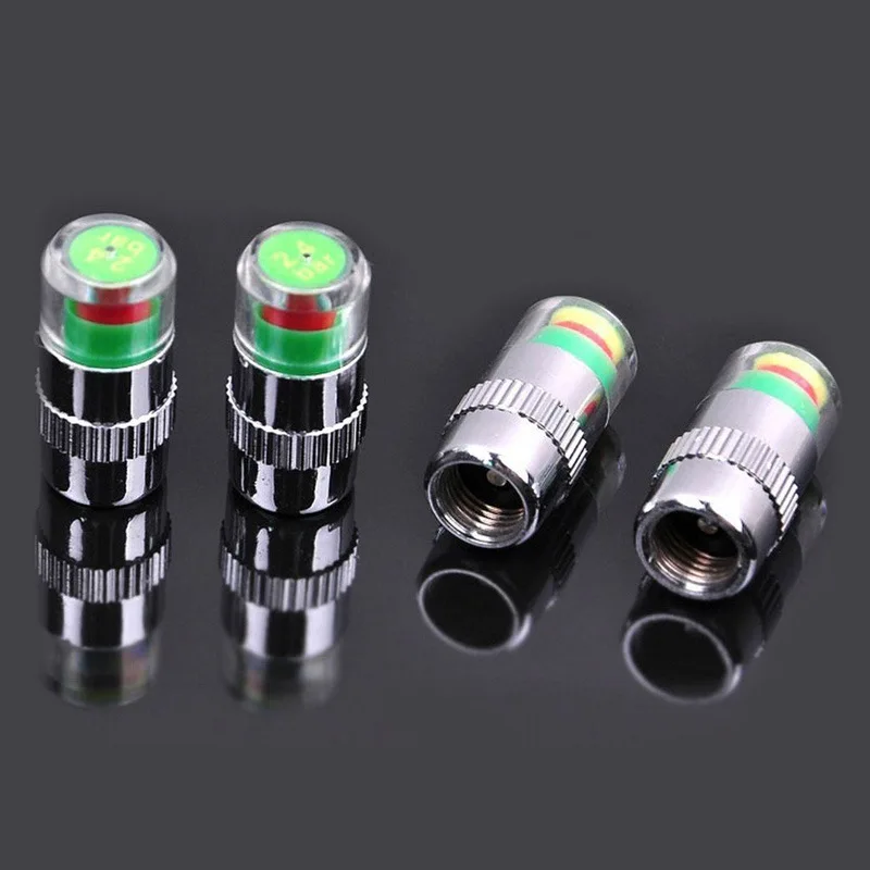 4pcs Car  Tire Pressure Indicator Tire Pressure Gauge Indicator Alert Monitoring Valve Cap Sensor External Valve Detection