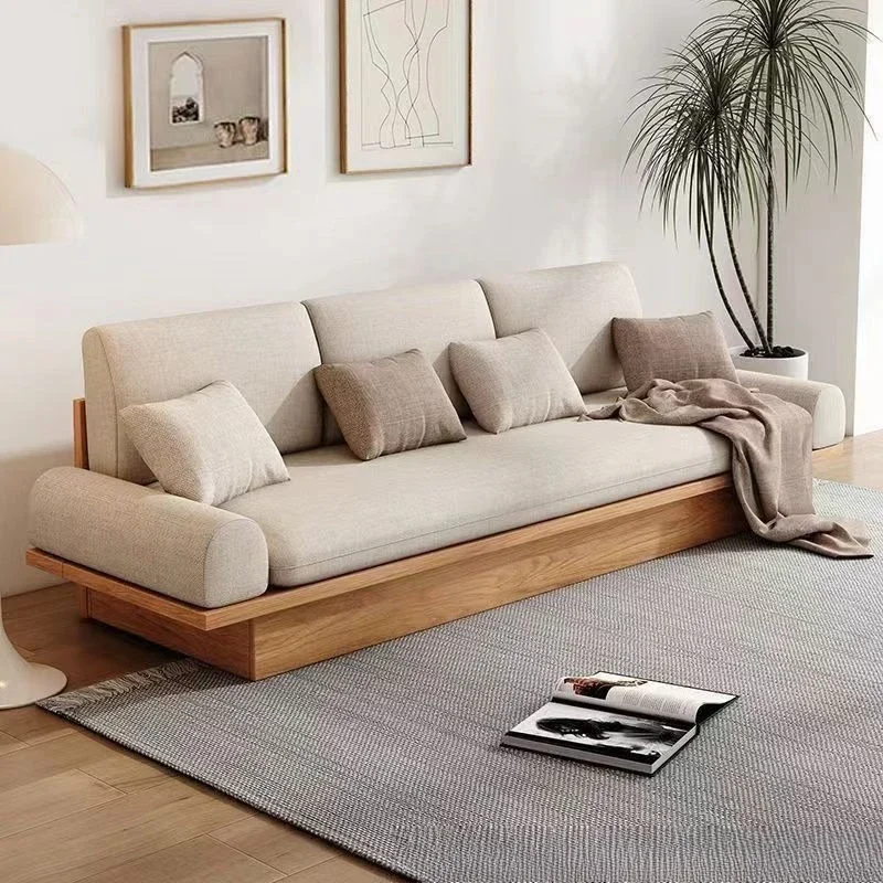 Solid wood tatami wooden board floor wooden sofa log large board super wide old elm backrest sofa chair