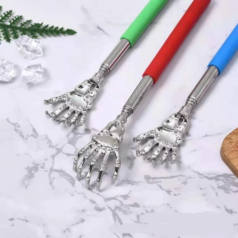 الجمجمة النخيل تلسكوبي الظهر هرش اليد مدلك الخلفي مع مقابض مطاطية أداة ممتعة ومبتكرة لعصا اليد الضغط