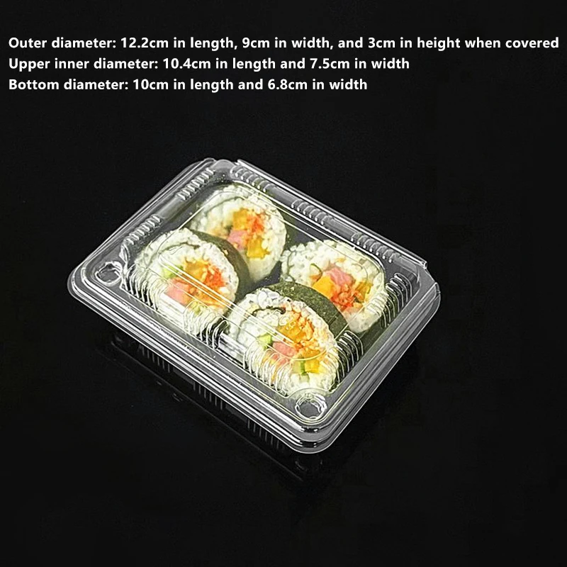 50PCS Disposable Clear Clamshell Rectangle S/M/L Food Packaging Container Plastic Take Pastry Box Transparent Takeout Container
