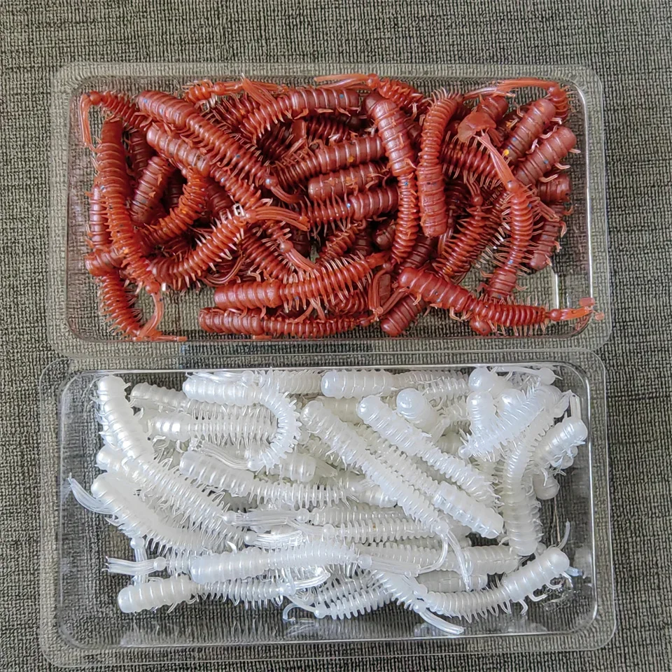 MUKUN 50PCS Mini Ajing Weiche Angeln Köder 0,45g/45mm Künstliche Swimbait Jig Wobbler Bass Köder angelgerät Weichen Köder – Detail 7