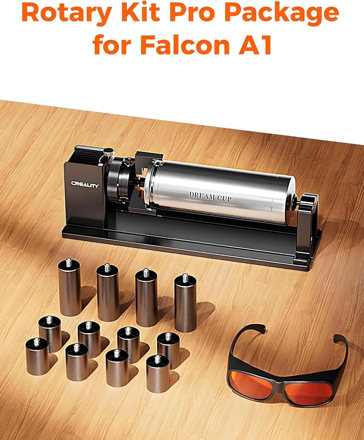 Rotary Roller Kit with Risers for Falcon A1 Laser Engraver, Engraving Accessories for Engraving Cylindrical Objects, Wine Glass,