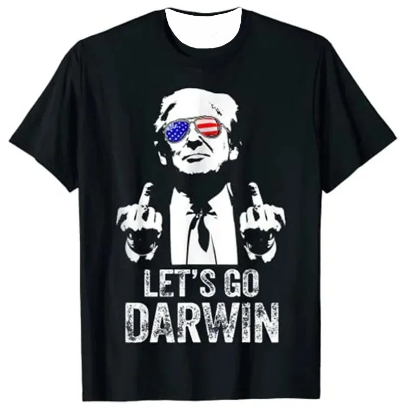 Donald Trump Presidente América Casual EE. UU. Ocio estilo cuello redondo estampado Camisetas sueltas camiseta Hip Hop Street Camisetas 01336