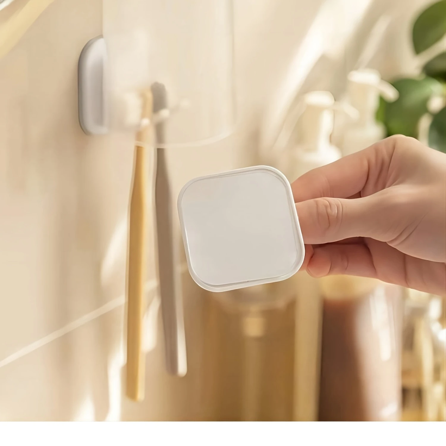 Wall-Mounted Multifunctional Bathroom Organizer - No-Drill  Toothbrush & Cup Holder With Towel Rack, Space-Saving  Solution