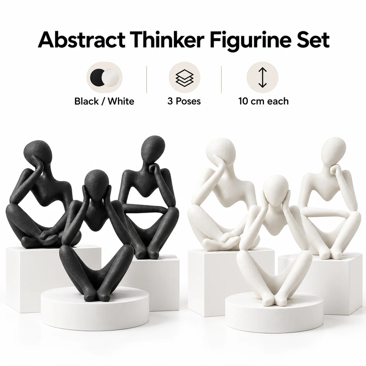 Abstract Thinker Statue,3D Printed Minimalist Figurine for Desk Shelf Decor,Christmas Decorations 2026 Gifts for Friends