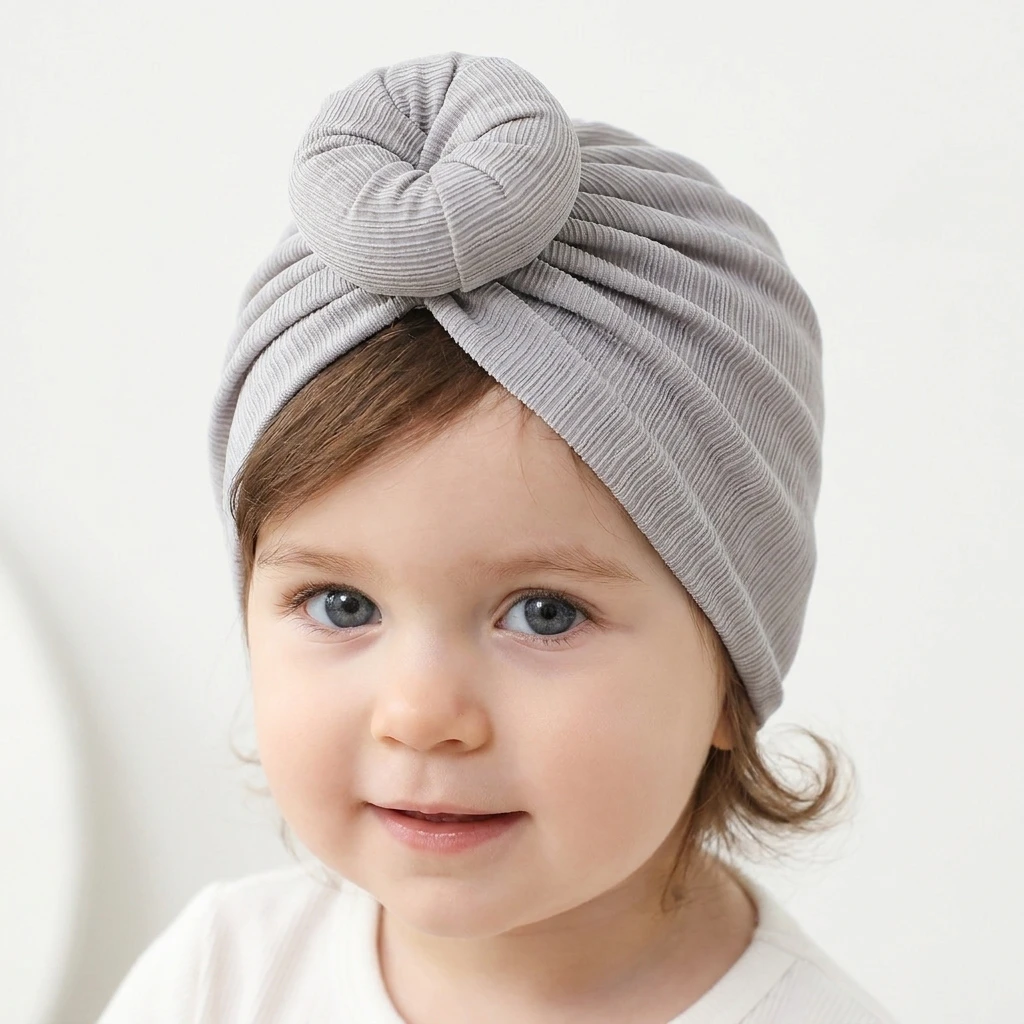 

Baby Boys And Girls Kids HeadwearUnisex Baby Beanie Hat Pure Color High Elastic Bow Knot Soft Turban Head Wrap Headbands