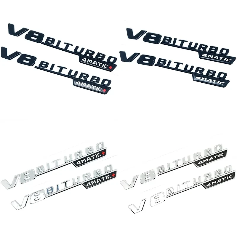 

Insignia del emblema del guardabarros del coche V8 BITURBO 4MATIC para Mercedes AMG C63S W205 E63S W212 W213 S63 W222 GLC63 GLE6