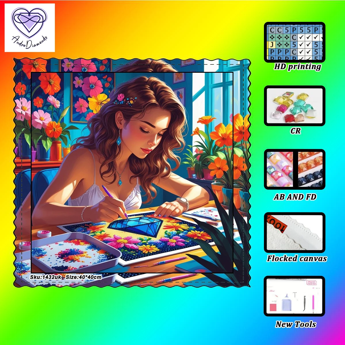 

【Andre Diamond Art】Resin FD &AB &CR are dazzlingly intertwined With flocking cloth as the base, it has extraordinary qua