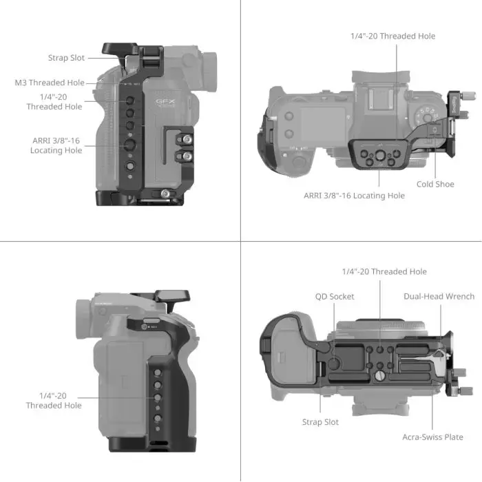 SmallRig Cage Kit L-Shape Plate for FUJIFILM GFX100S II Camera Accessories Professional Camera Cage L-Bracket Plate 4715 4716