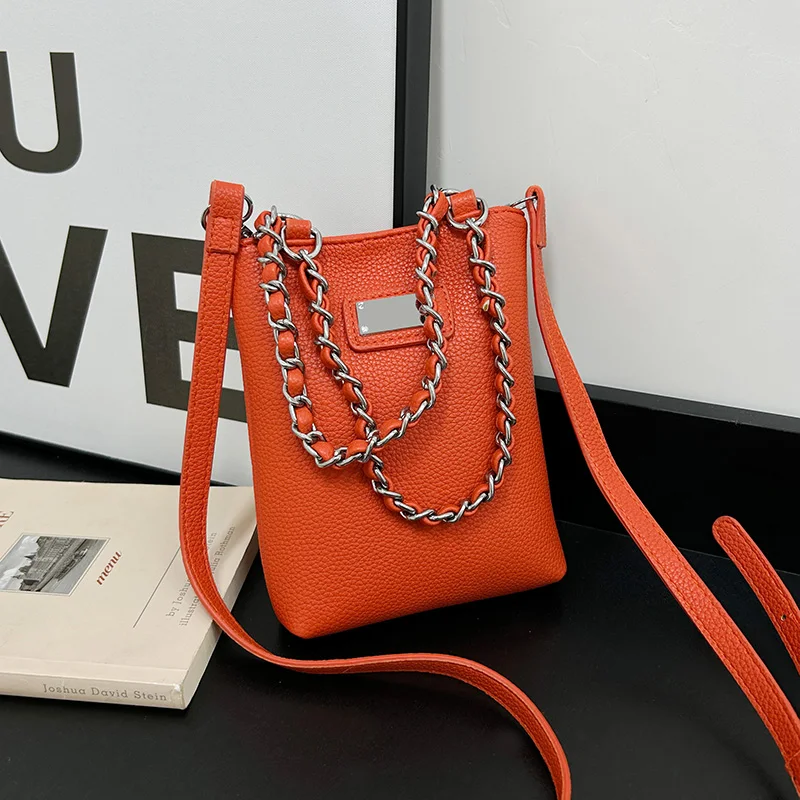 

Versatile Mini Crossbody Bag For Women Simple Design Phone Purse Pu Leather Handbag Zipper Messenger Bag Chain Clutch Bag