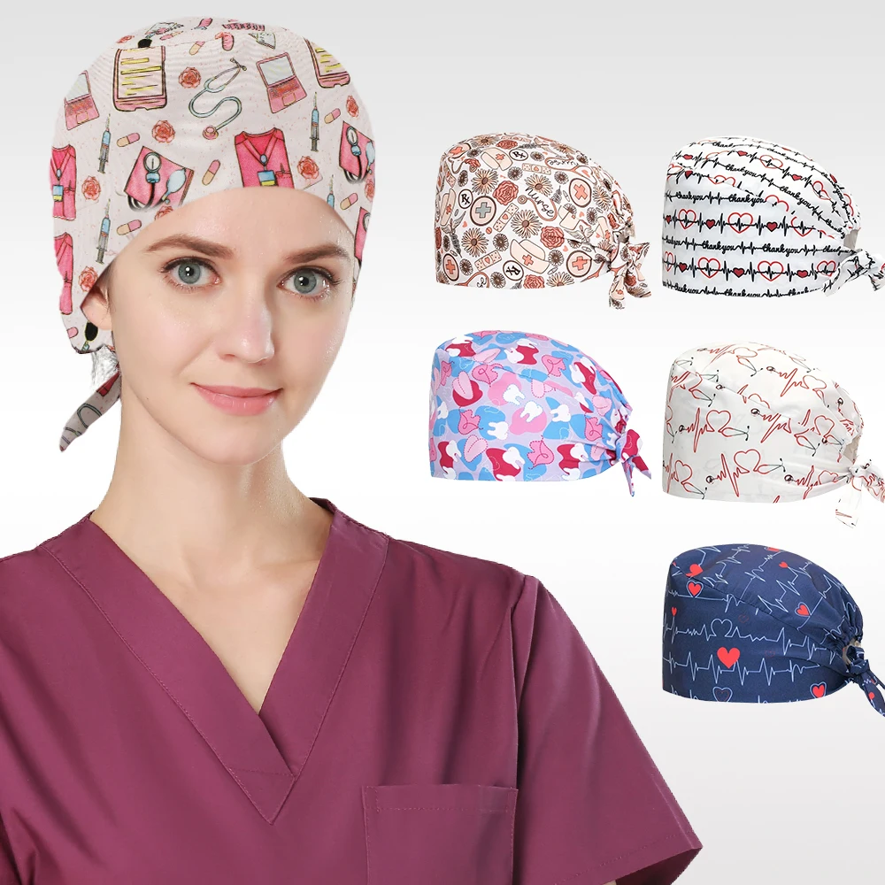 หมวกพยาบาลผู้หญิง หมวกแพทย์แบบแห้งเร็ว ปรับได้ หมวกทำงานคลินิกสำหรับพยาบาลและแพทย์ รุ่น M1172