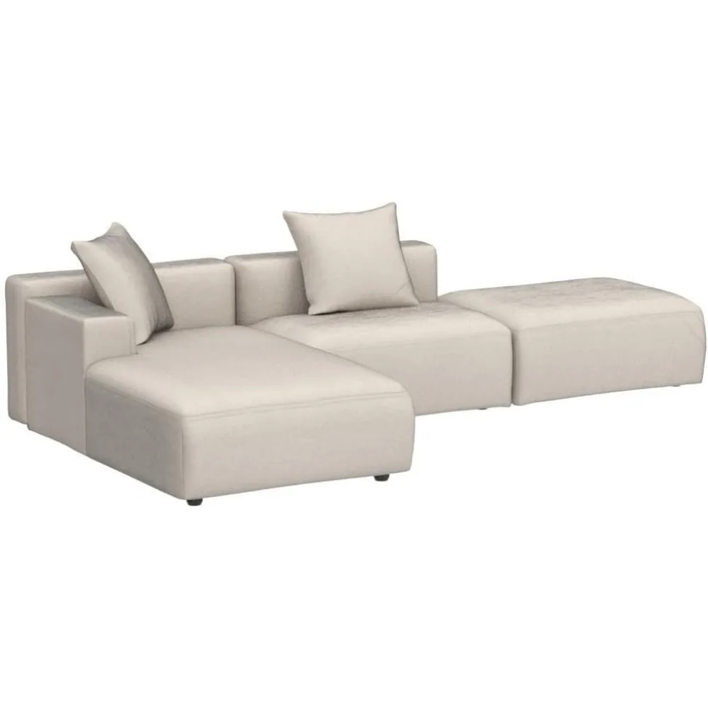 Luxury modern modular L-shaped profile sofa living room set, 3-seater soft cushion sofa, living room set with lounge chair