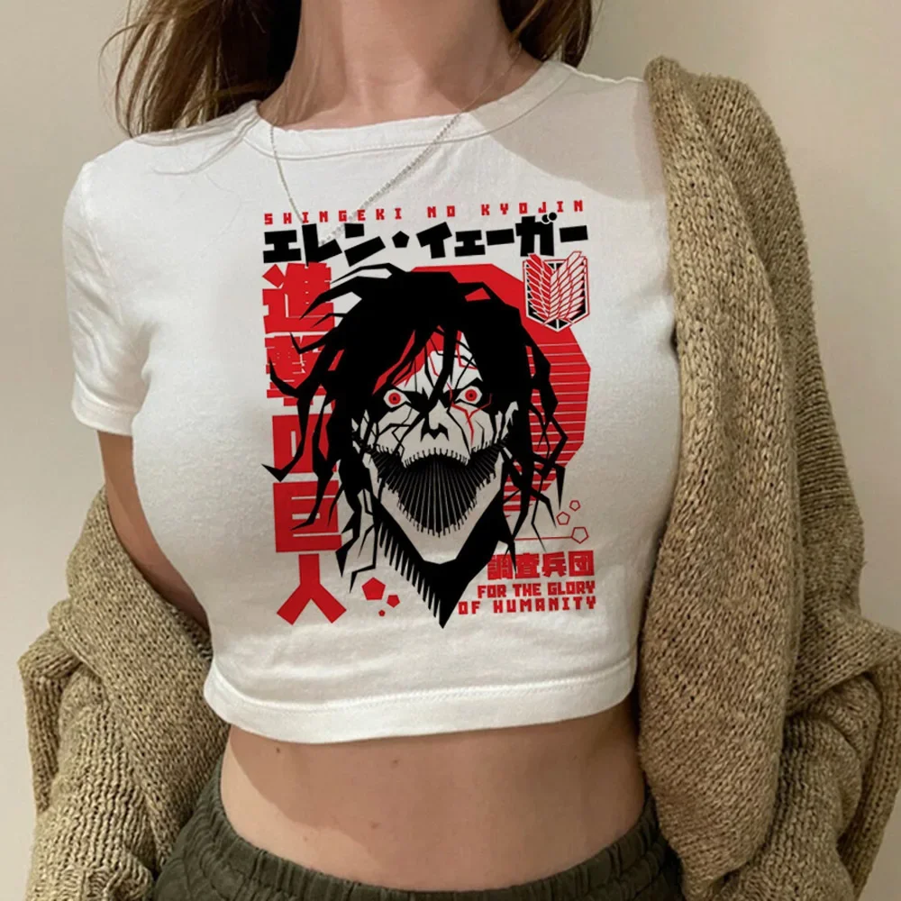 Shingeki No Kyojin توب قصير ملابس الشارع كورسيه الجرونج 2025 2000s سليم صالح روبا ليندا الفقرة المراهقين