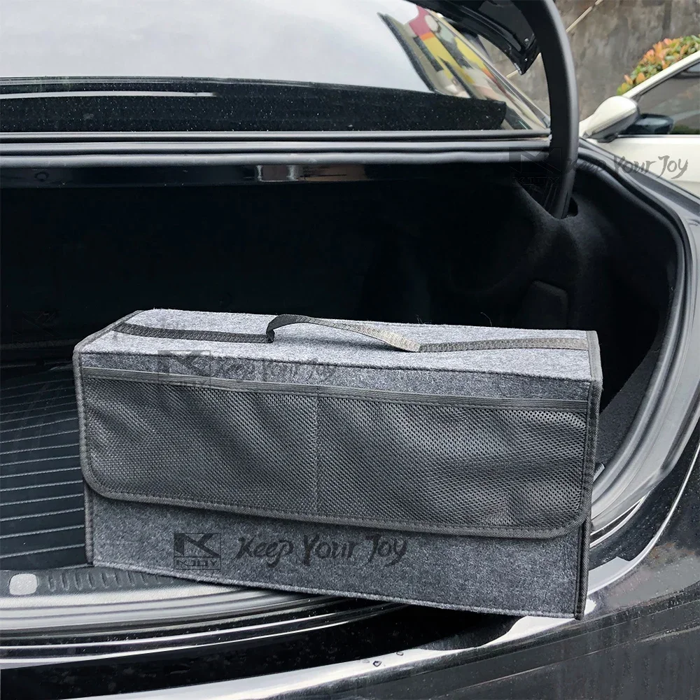 Bolsa de almacenamiento grande para maletero de coche con bolsa de red, compartimentos antideslizantes, caja de almacenamiento de fieltro para actualización de organización de fútbol