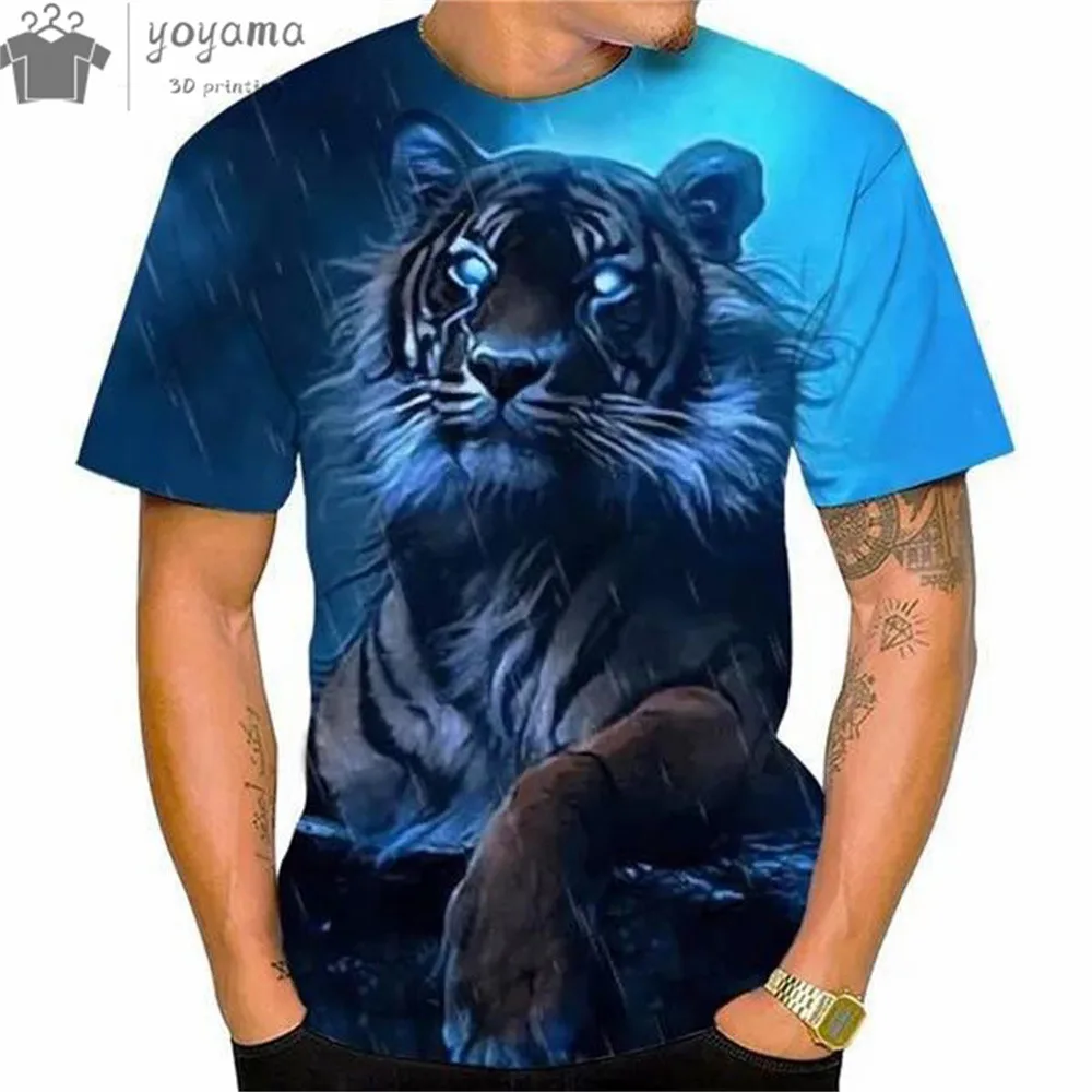 3d Print Tiger Pattern Odzież męska Tiger Print Trendy w modzie ulicznej T-Shirty dla mężczyzn Oversized T-Shirt Koszulki z krótkim rękawem