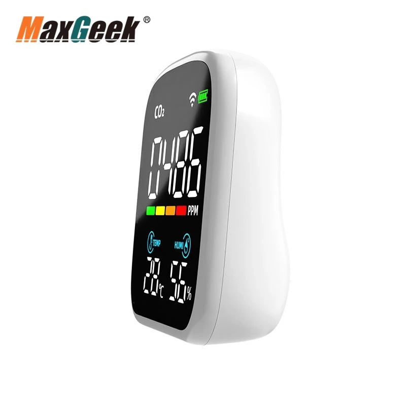 Maxgeek-Monitor recarregável WiFi qualidade do ar, CO2 temperatura e umidade Detector, PV28-AW