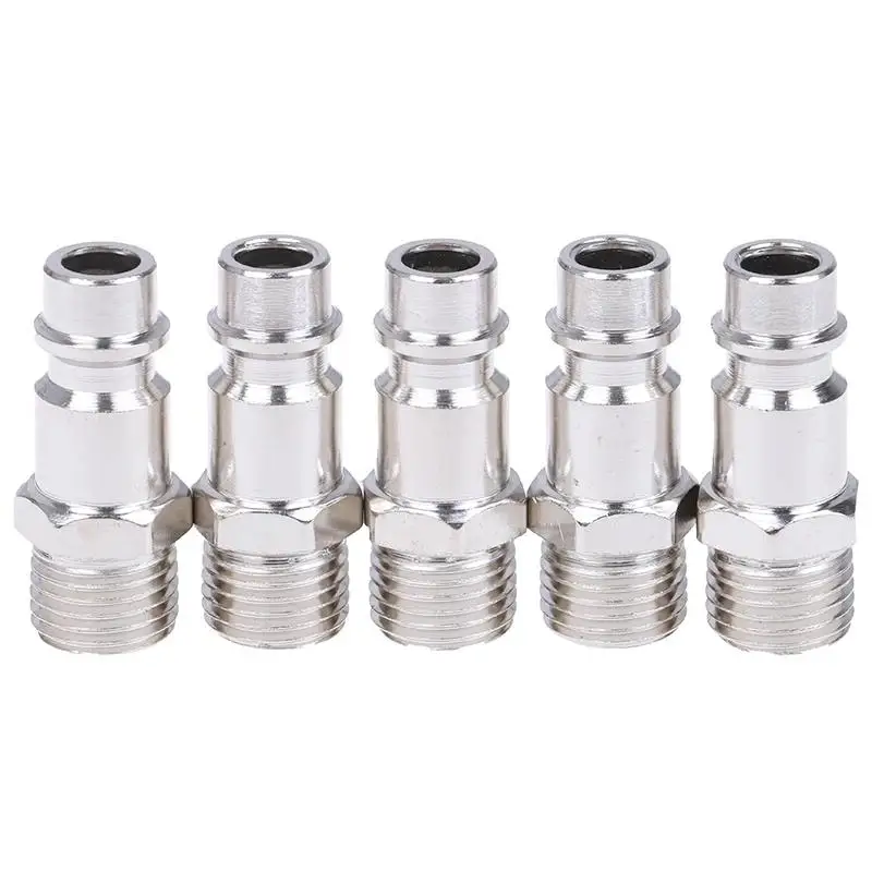 5pcs Copper Iron Euro Air Line Hose Fitting 1/4