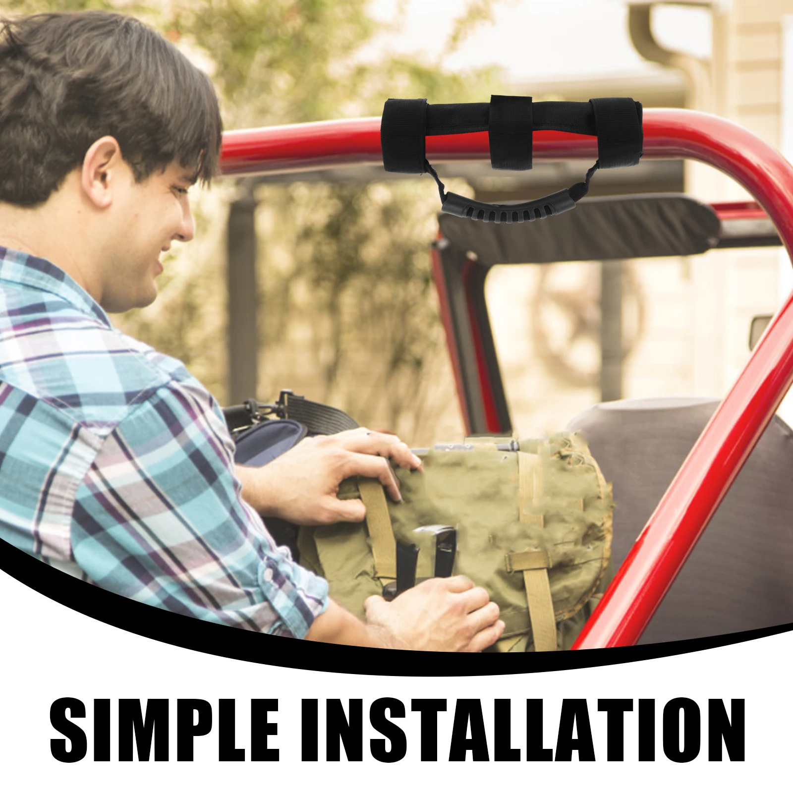 

Car Roof H Red Durable Grip Easy Installation Tape Firmly Attached Multi Functional Car Interior Accessory Vehicle Grab