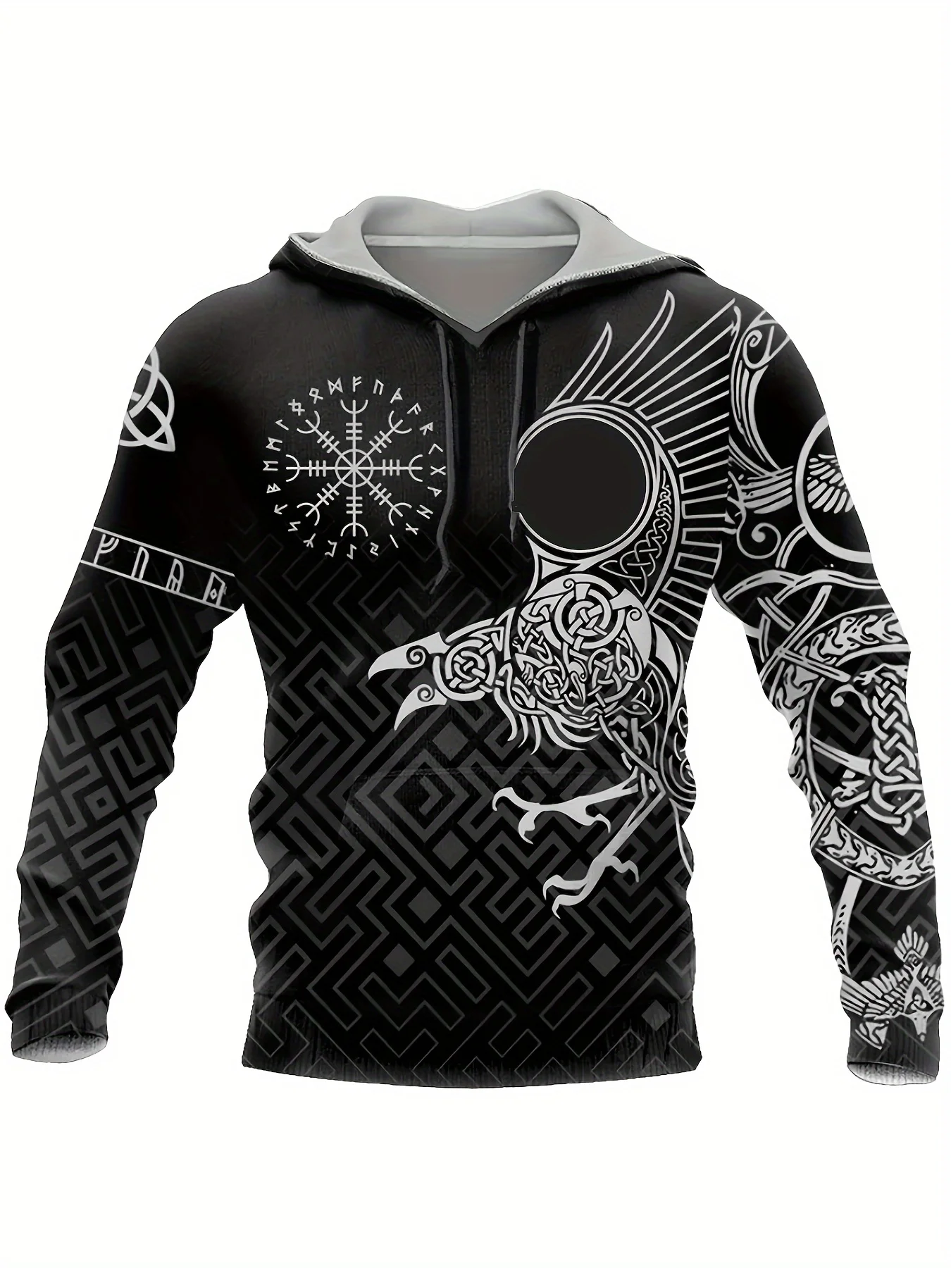 

Men's Hoodies Raven Tattoo 3D All Over Printed Harajuku Style Mens Comfortable Casual Pullover Sweatshirt for Spring and Autumn