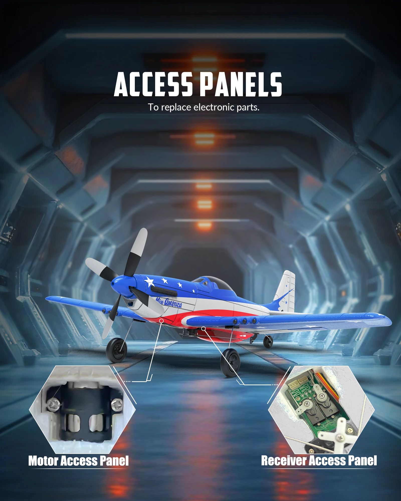 Avion Volantex RC, avion P51D Mustang RTF RC, voltige à une touche, Stable et sûr, adapté aux activités de plein air et aux cadeaux