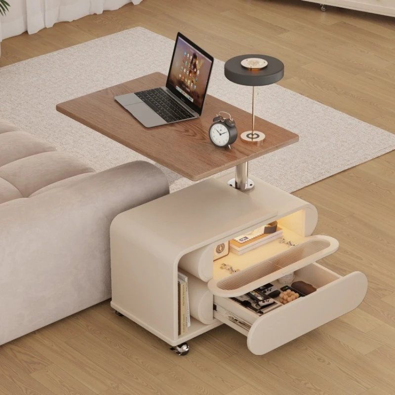 Coffee table living room movable lifting small apartment folding rotating edge living room retractable sofa side cabinet