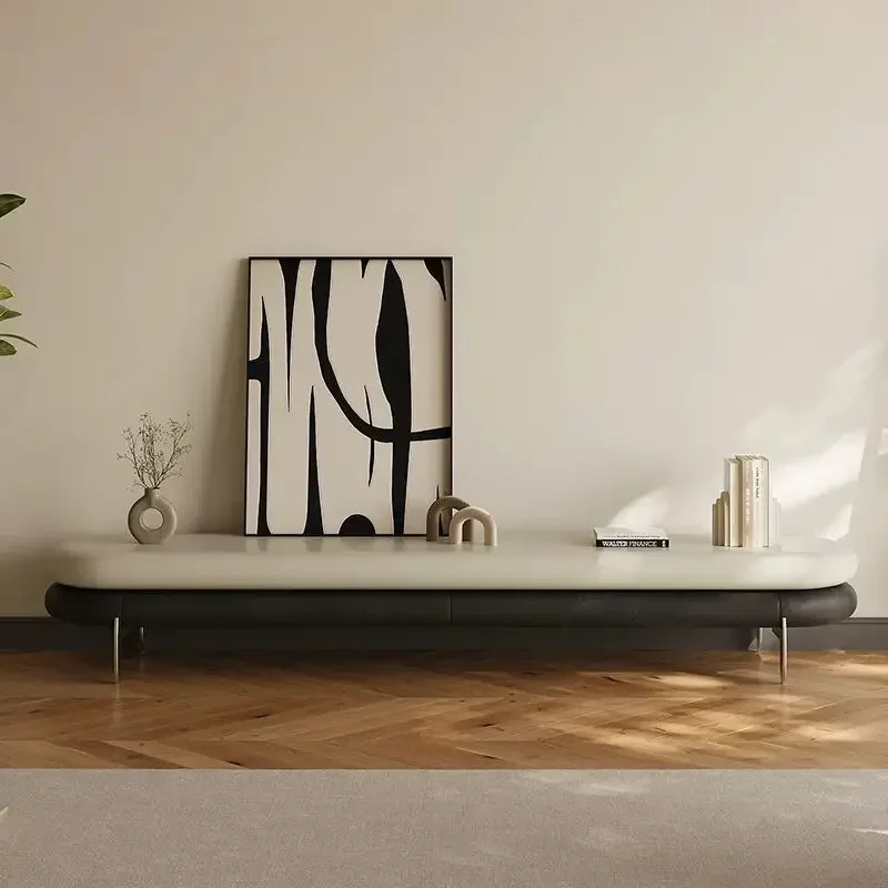 Mueble de TV Blanco Europeo, Extensible, con Espacio de Almacenamiento, Diseño Moderno, Mueble para TV de Interior, Mueble Televisor Único para el Hogar