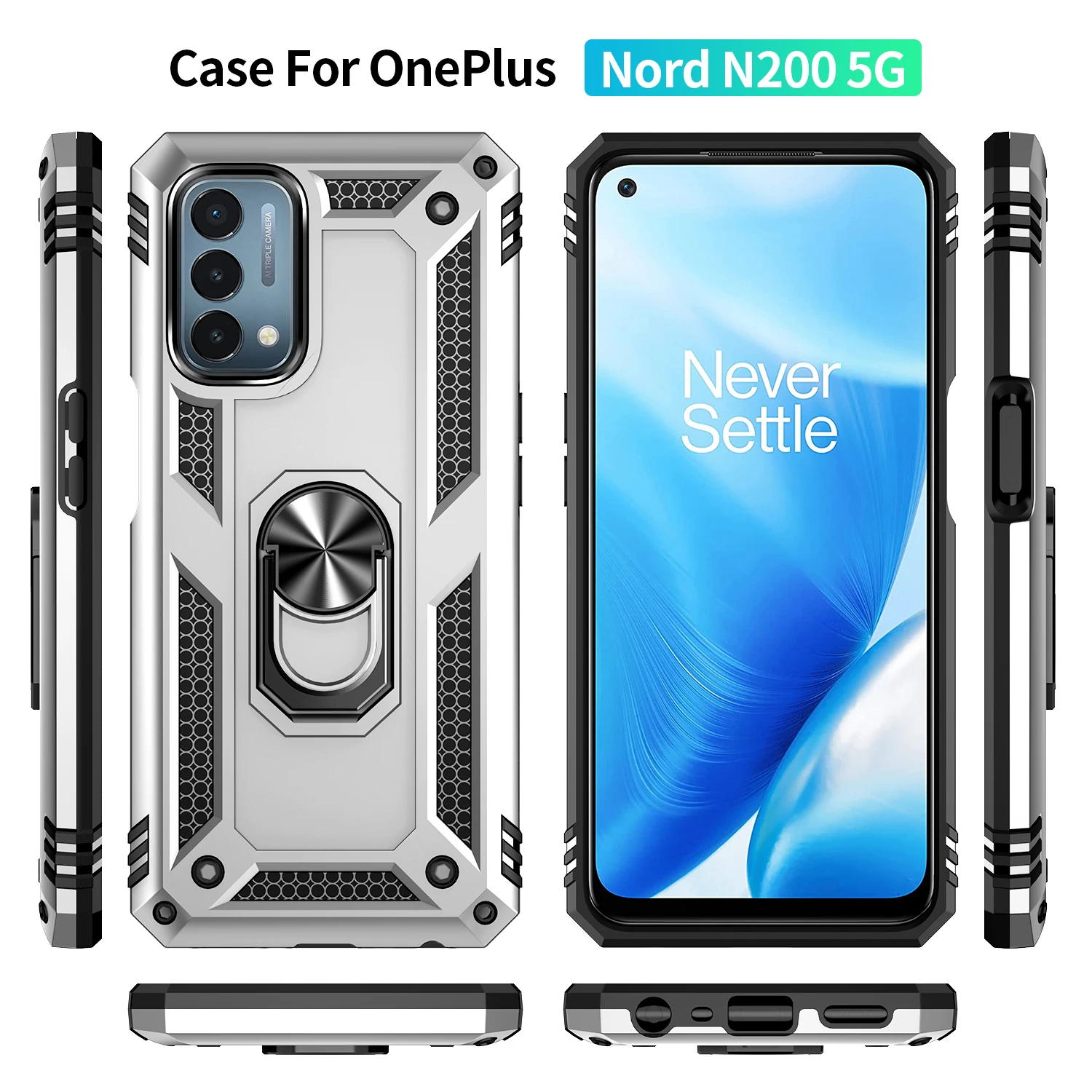 Magnetic Kickstand for Oneplus 9 Pro 7 Pro Nord N200 5g Military Grade Armor Shockproof Drop Proof Protection Cover