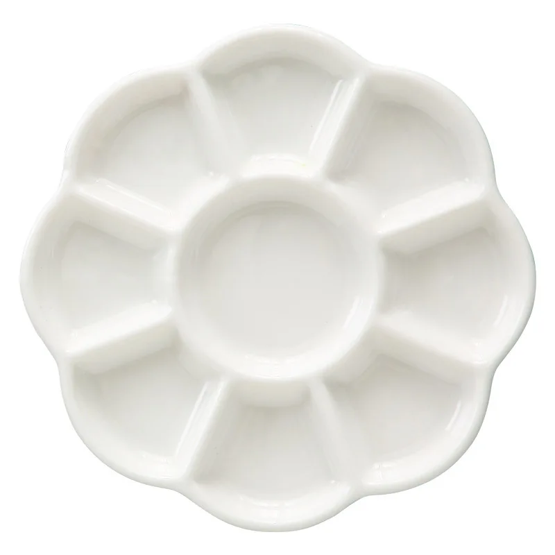 Ceramic Palette Multi-grid Watercolor Painting White Porcelain Palette Art Supplies Professional Painting Ceramic Supplies