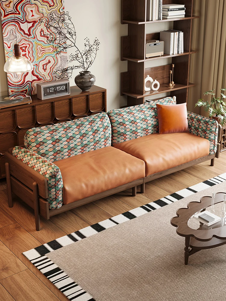 

American retro flower cloth sofa small apartment living room apartment simple casual color matching technology cloth three-perso