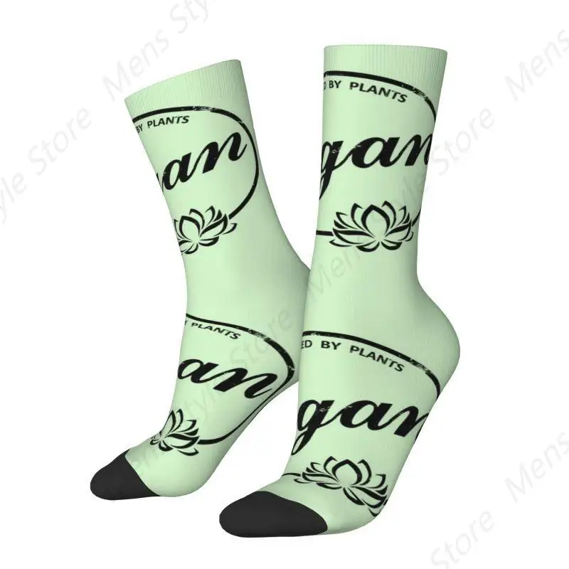 Fashion Mens Vegan Powered By Plants Veganism Dress Socks Unisex Comfortable Warm 3D Print Crew Socks