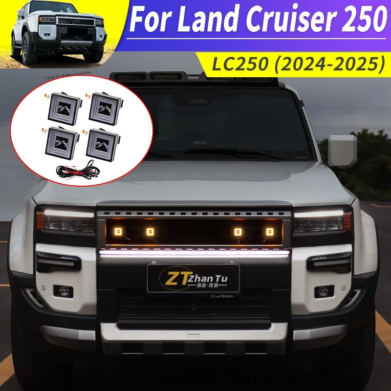 

For Toyota Land Cruiser 250 2024 2025 1958 J250 Radiator grille Auxiliary floodlight Decoration Small Yellow Light Modification