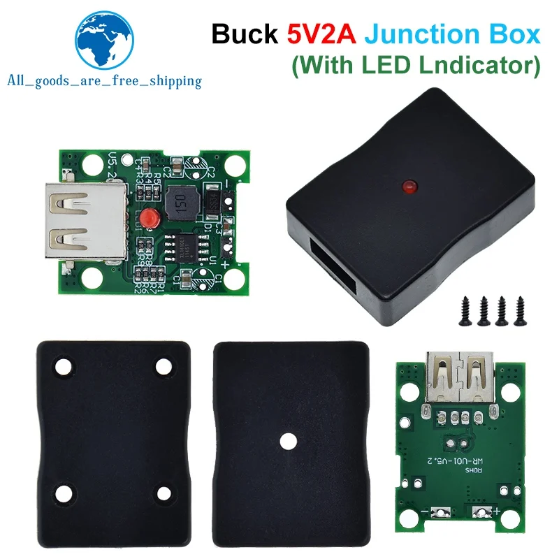 TZT 5V 2A Solar Panel Power Bank USB Charge Voltage Controller Regulator 6-20V To 5V Step Down Module With LED Indicator