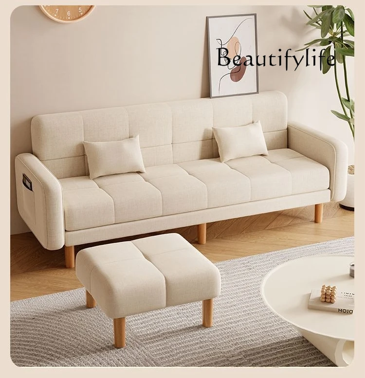 Sofa small apartment living room household new simple modern three-person rental room dual-purpose folding sofa bed