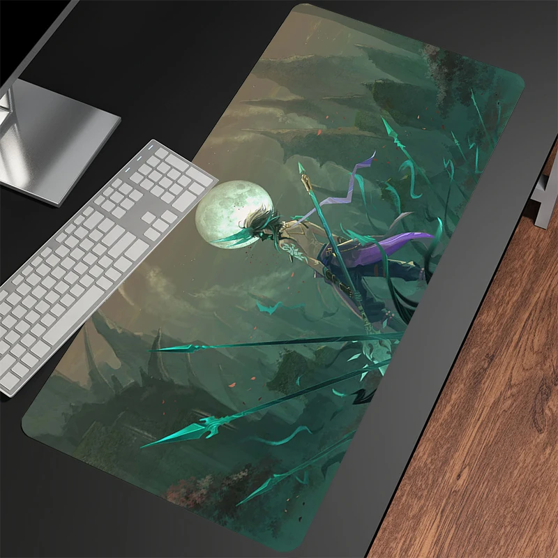 Imagem -05 - Tapete de Borracha do Jogo do Impacto de Genshin Mousepads 400x900 Grande Mousepad Gamer